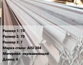 Тавр тепличный 70х70х7 AISI 304 L=6